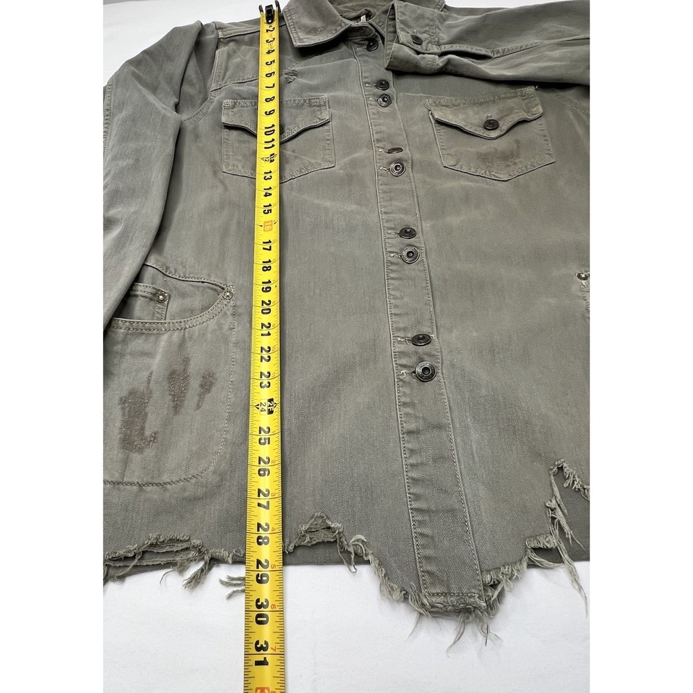 Anthropologie Free People Cargo Jacket Womens Medium Distressed Military Y2K - Picture 12 of 13